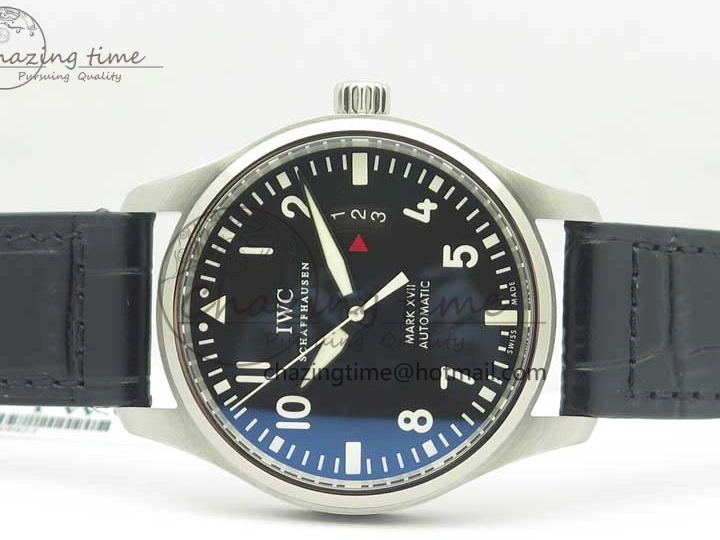MIROTIME 0718 Supportive Mark XVII IW326501 MKS 1:1 Best Edition Black Dial On Black Leather Strap MIYOTA 9015 V 7208